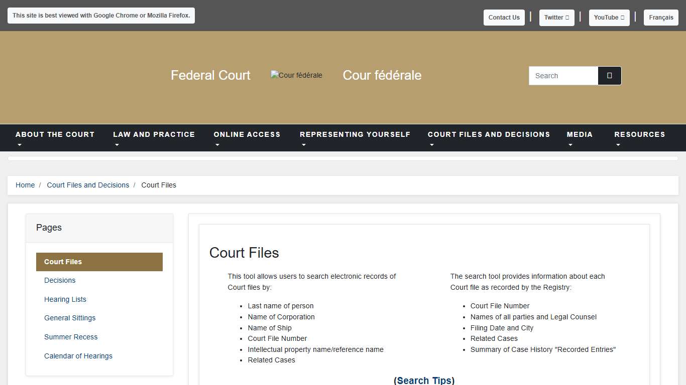 Federal Court - Court Files